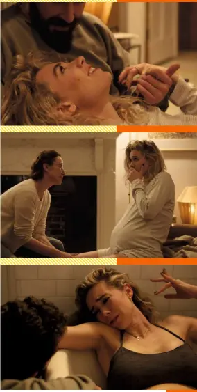  ??  ?? Top to bottom: Shia Labeouf and Vanessa Kirby play parents going through the difficult birth of their baby; Molly Parker as the midwife; For Kirby the shoot was “full-on”.