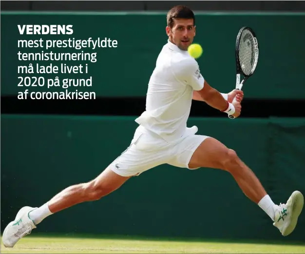  ??  ?? Novak Djokovic vandt 2019- udgaven af Wimbledon med en sejr over Roger Federer i historiens længste finale. Sejren lød på 7- 6, 1- 6, 7- 6, 4- 6, 13-12.