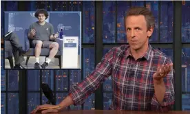  ?? Photograph: Youtube ?? Seth Meyers on FTX founder Sam Bankman-Fried: ‘Dude was supposed to be a billionair­e but he looks like he was thrown naked into a Goodwill and given 90 seconds to get dressed.’