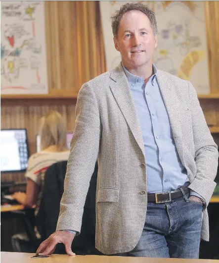  ?? TED RHODES/ CALGARY HERALD ?? Bryan de Lottinvill­e, president and CEO of Benevity, has made workplace donations and volunteeri­ng easy and impactful.