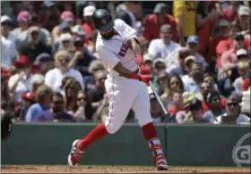  ?? STEVEN SENNE — ASSOCIATED PRESS ?? Boston Red Sox’s Chris Young hits a home run off a pitch by Chicago White Sox’s Mike Pelfrey in the first inning of a baseball game Sunday, Aug. 6, 2017, in Boston.