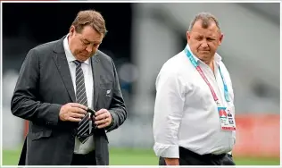  ?? PHOTOSPORT/AP ?? Ian Foster was in a somewhat prickly mood during an All Blacks media conference this week. Foster is considered the favourite to succeed Steve Hansen, above left, as All Blacks coach after the World Cup but that may change if New Zealand fail to defend their title.