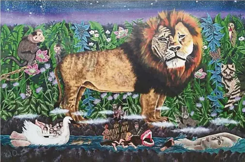  ??  ?? Cecil The Lion (acrylic on canvas, 2016). — Photos: Wei-Ling Gallery