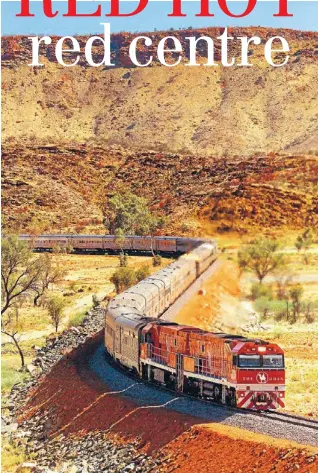  ?? Photos: MICHAEL RYAN ?? The Ghan: The adventure express crosses the red heart of Australia.