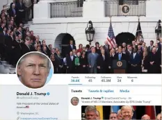  ??  ?? A SCREENSHOT of US President Donald Trump’s Twitter profile.