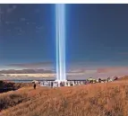  ?? FOTO: DPA ?? Dieser Turm aus Licht soll Frieden in die Welt bringen.