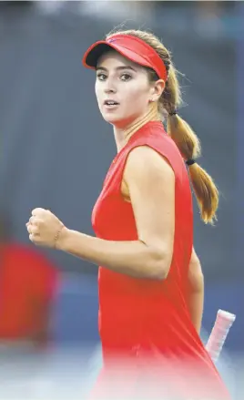  ?? Ezra Shaw / Getty Images ?? CiCi Bellis of Atherton wins a point in her quarterfin­al against Petra Kvitova, who remarkably never held serve in the match.