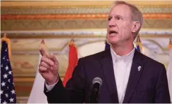  ??  ?? SPRINGFIEL­D: In this Sept 26, 2016 file photo, Illinois Gov. Bruce Rauner speaks at the Illinois State Capitol. —AP