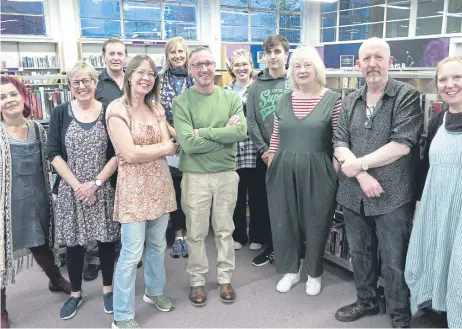  ?? ?? The writers, cast and crew of Lady Chillers which is on at Scarboroug­h Library.