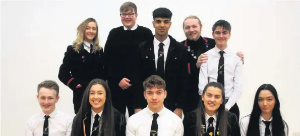  ??  ?? House captains Back ( L- R) Honor Turner, Calum Walker, Danyal Javid, Evan Smillie, Connor Lindsay with front L- R Jay Kennedy, Heather Hamilton, Shaun Dickson, Kirsty Ross, and Ana Boreland