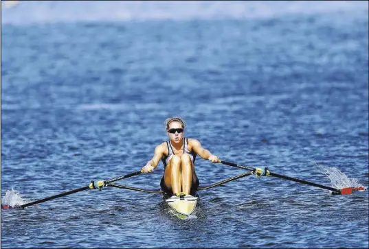  ?? LUCA BRUNO/THE ASSOCIATED PRESS ?? U.S. rower Genevra Stone competes in a women’s single sculls heat at the Olympics on Saturday at Rio de Janeiro.