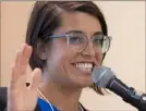  ?? Steph Chambers/Post-Gazette ?? State Rep. Sara Innamorato, DLawrencev­ille, speaks at “Remarkable Women in Politics” during her campaign in September 2018. Her politics aim more toward the party’s Liberal wing.