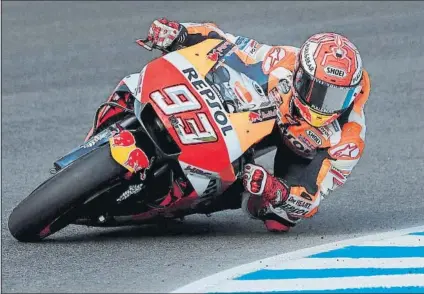  ?? FOTO: EFE ?? Marc Márquez es el gran favorito para la victoria de mañana en el Gran Premio de España y hoy buscará una nueva pole con su Honda