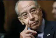  ?? PABLO MARTINEZ MONSIVAIS — THE ASSOCIATED PRESS ?? On Sept, 28, Sen. Chuck Grassley of Iowa chairs a Senate Judiciary Committee meeting on Capitol Hill in Washington.