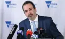  ?? Photograph: James Ross/AAP ?? Victorian minister for industry support and recovery Martin Pakula addresses the media on Wednesday.