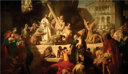 ??  ?? Los cruzados tomaron Jerusalén en julio de 1099. Este cuadro historicis­ta del siglo XIX, obra de Carl Theodor von Piloty, recrea la conquista.