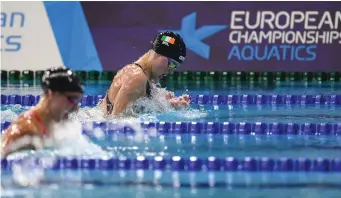  ??  ?? Mona McSharry competing in the Womens Breastroke semi-final during day three of the 2018 European Championsh­ips at Tollcross Internatio­nal Swimming Centre in Glasgow, Scotland. Pic: David Fitzgerald/ Sportsfile