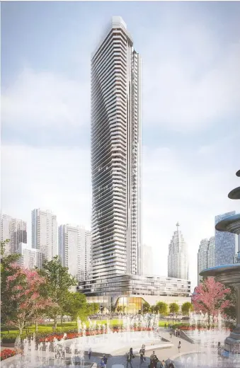  ??  ?? A rendering of the 95-storey Pinnacle One tower in Toronto, which will be Canada’s tallest.