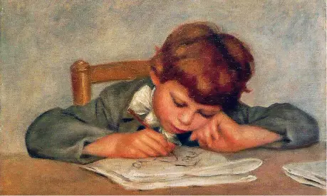  ??  ?? Il dipinto Jean Renoir dessinant, 1901, olio su tela, di Pierre-Auguste Renoir (1841-1919)