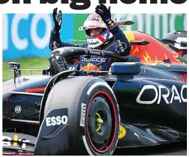  ?? GETTY IMAGES ?? Not in the script: Verstappen throws his hands up after suffering a gearbox failure during practice for his home grand prix in the Netherland­s