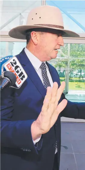  ?? Picture: GARY RAMAGE ?? Deputy Prime Minister Barnaby Joyce during a press conference at Parliament House in Canberra yesterday.