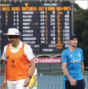  ?? ?? England’s Joe Root looks on after defeat during day five of the second Ashes test