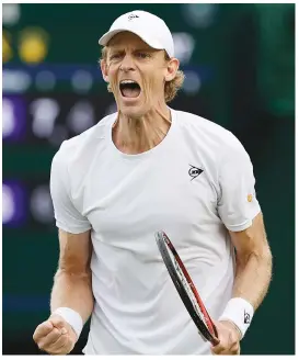  ?? Picture: AFP ?? STRONG START. South Africa’s Kevin Anderson celebrates after beating Chile’s Marcelo Tomas Barrios Vera in the first round of Wimbledon yesterday.