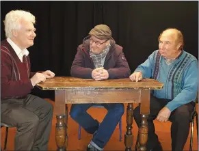  ??  ?? Gerry Farrell, Wayne O’Connor and Michael Roper in the Beezneez production of The Drawer Boy which plays in Hawks Well Theatre, Sligo on Thursday March 1st.