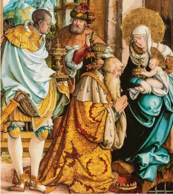  ?? Foto: Staatsgale­rie Stuttgart ?? Gülden: „Die Anbetung der Heiligen Drei Könige“von der Mitteltafe­l des Hochaltars (Ausschnitt).