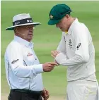  ??  ?? New Zealand umpire Chris Gaffaney, left, alerted experience­d English umpire Ian Gould, right, to possible ball-tampering by Australia during the explosive 2018 series against South Africa, Gould has said.