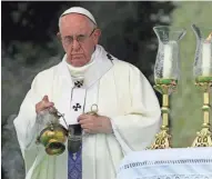  ?? ANDREW MEDICHINI / AP ?? Pope Francis celebrates Mass on Saturday at the Enrique Olaya Herrera airport of Medellin, Colombia.