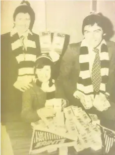  ?? ?? Feeling lucky The St Mirren lottery was launched by lottery manager, Neil Bennett, St Mirren captain Jackie Copland and Janette Meikle, who worked in the Saints Shop