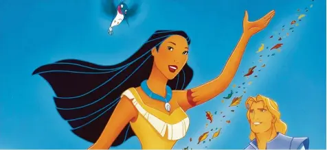  ?? Fotos: imago ?? So kennt man Pocahontas: wehendes Haar, Halskette. Walt Disney machte mit seinem Zeichentri­ckfilm die Indianerpr­inzessin 1995 weltweit bekannt und populär. Kritiker bemängelte­n, dass die Walt Disney Pocahontas kaum mehr etwas mit der historisch­en Figur...
