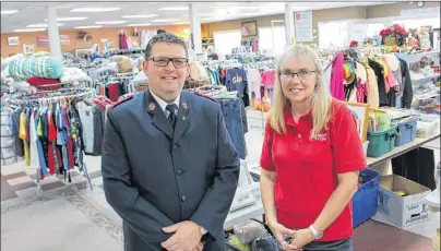  ?? MILLICENT MCKAY/JOURNAL PIONEER ?? Neil Abbott, left, captain of the Summerside Salvation Army Corps, and Anna MacDonald, manager of the Salvation Army Thrift Store, recently joined forces to renovate and add new additions to the store.