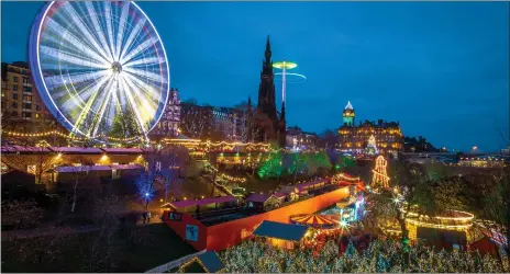  ??  ?? Above: Edinburgh Christmas market and, right, the George Square market in Glasgow