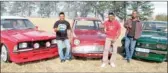  ?? PICTURE: SHAN PILLAY ?? Pietermari­tzburg Top Gear enthusiast­s are getting ready for the show at Moses Mabhida Stadium at the weekend. Fans, left to right, Gavin Vandayar with his souped-up 1977 Ford Cortina XLE, Koobeshan Moodley with his 1966 Ford Anglia and Owen Johnson...
