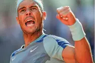  ?? MANU FERNANDEZ/ASSOCIATED PRESS ?? Spain’s Rafael Nadal celebrates a point against David Goffin of Belgium during their match Thursday at the Mutua Madrid Open in Madrid.