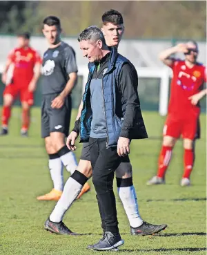  ?? ?? Frustrated Blackburn United boss Mark Campbell saw red late on