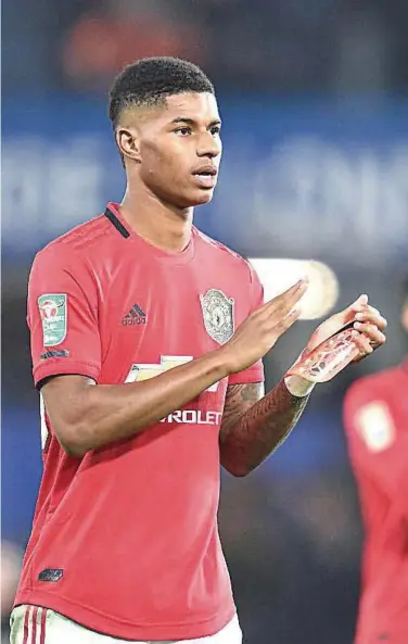  ?? File / Reuters ?? United striker Marcus Rashford has worked with charity Fareshare to ensure children who are missing out on free meals due to school closures can be fed.