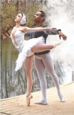  ?? BLAKE BLAMALAM PHOTO ?? LeRonnie Ervin will perform the role of Prince Siegfried, and Odette will be danced by Hannah Locke in the performanc­e of “Swan Lake,” Act II.