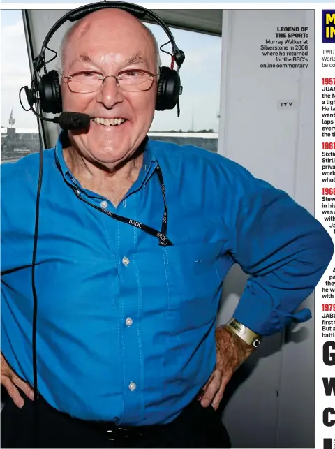  ??  ?? LEGEND OF THE SPORT: Murray Walker at Silverston­e in 2008 where he returned for the BBC’s online commentary