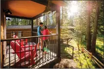  ?? ?? Leaning toward the glam side of glamping? Consider a stay at one of Tenaya Lodge’s beautiful Explorer Cabins. Not just a comfortabl­e place to stay, you also have access to the deluxe resort amenities at the main lodge nearby.