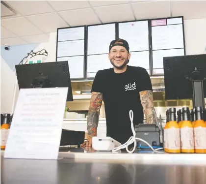  ?? TROY FLEECE ?? Chef Chris Cole founded Gud Eats vegan restaurant in Saskatoon in 2017. The restaurant’s second-ever location opened on Wednesday, in downtown Regina, with extra food- and staff-safety precaution­s in place, given the COVID-19 pandemic.