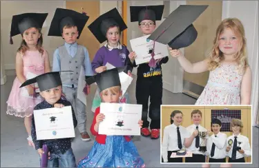  ?? Photograph­s: Anthony Macmillan ?? The Bun-Sgoil Gàidhlig Loch Abar nursery class held a graduation ceremony as they prepare to move up to class one , and inset, the first class seven of Bun-Sgoil Gàidhlig Loch Abar get ready to move to high school.