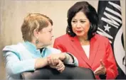  ?? Al Seib Los Angeles Times ?? L.A. COUNTY Supervisor­s Sheila Kuehl, left, and Hilda Solis, shown in December 2015, co-sponsored the motion creating the Office of Immigrant Affairs.