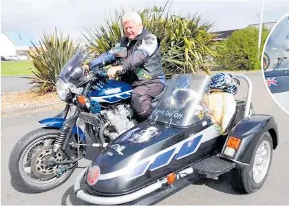  ?? Photos / Supplied ?? Gary Anderson and border collie merle Kairo are embarking on a charity ride for suicide awareness. Inset: Kairo loves travelling on the motorbike.