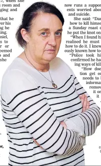  ??  ?? ANGRY: Emma Oliver, whose son killed himself after going online