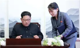  ??  ?? Kim Jong-un and Kim Yo-jong at a summit with South Korea in 2018. Photograph: Korea Summit Press Pool/AFP via Getty Images