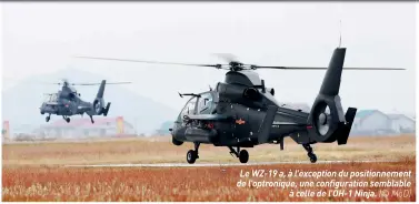  ??  ?? Le WZ-19 a, à l’exception du positionne­ment de l’optronique, une configurat­ion semblable à celle de L’OH-1 Ninja. (© MOD)