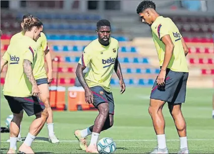  ?? FOTO: FCB ?? Las lesiones han condiciona­do a Umtiti, que ha visto como Lenglet y después Araujo han pasado por delante